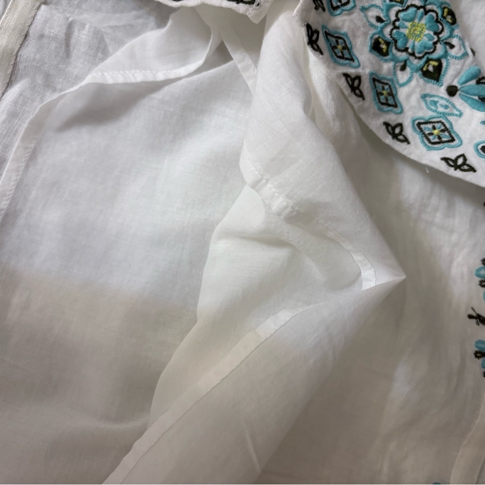 J. Jill White sleeveless dress with Blue & brown Embroidery - Picture 10 of 14